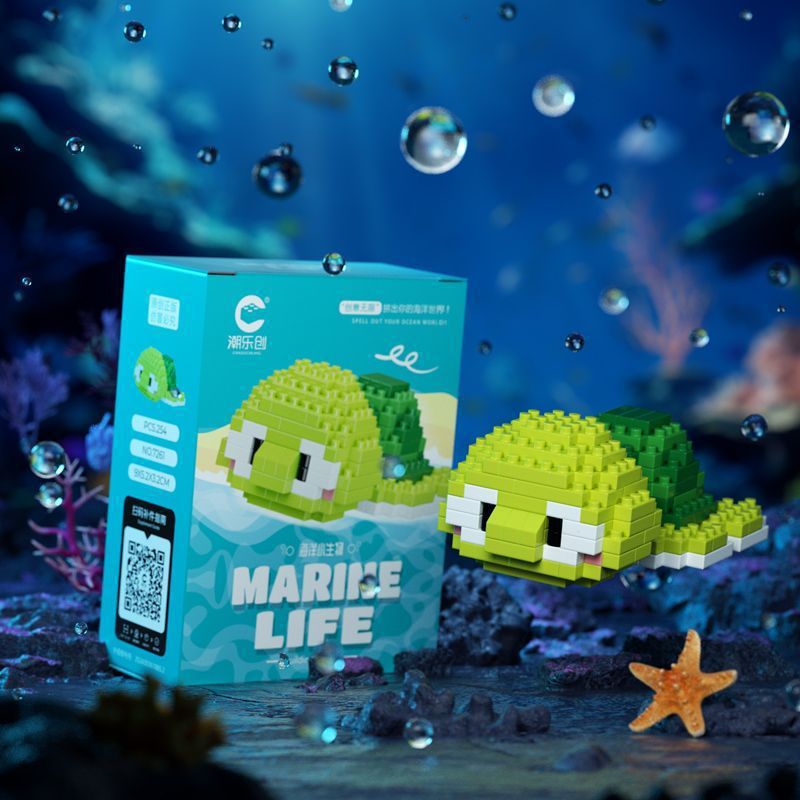 Compatible con Lego Ocean Animal Shark Pez payaso Muñeca de dibujos animados Bloque de construcción de juguete Regalo del día de los niños