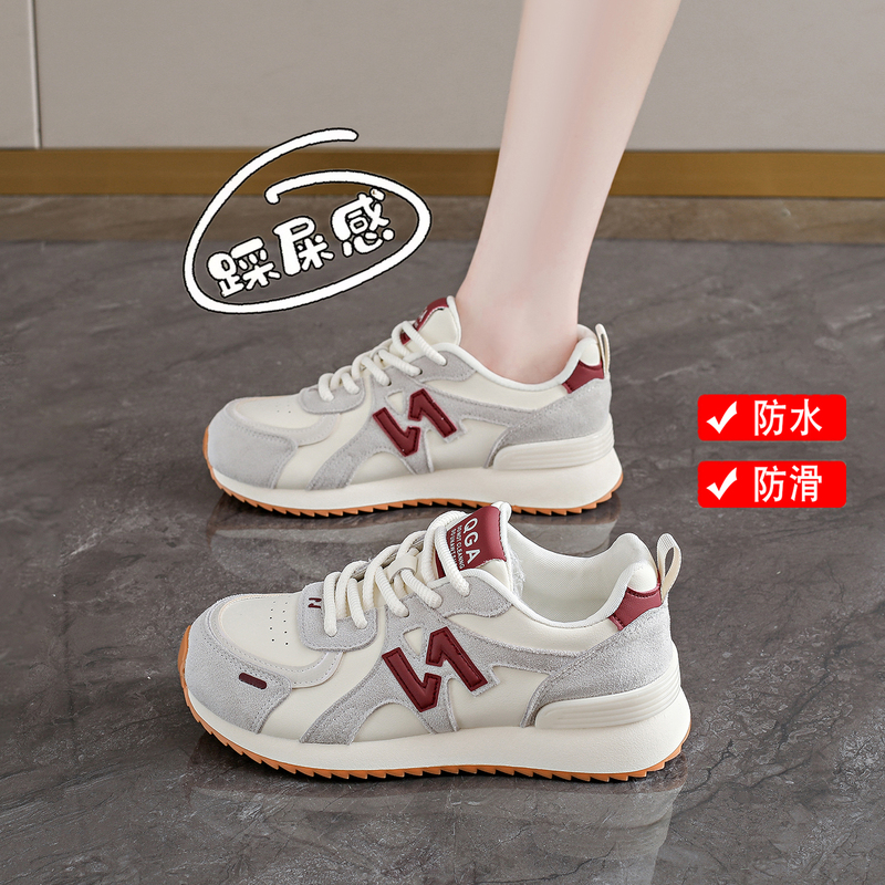 Women's Shoes with a Soft Leather Feel, New Autumn Leather Waterproof Running Shoes, Lightweight Non-Slip Running Shoes, Mesh Shoes