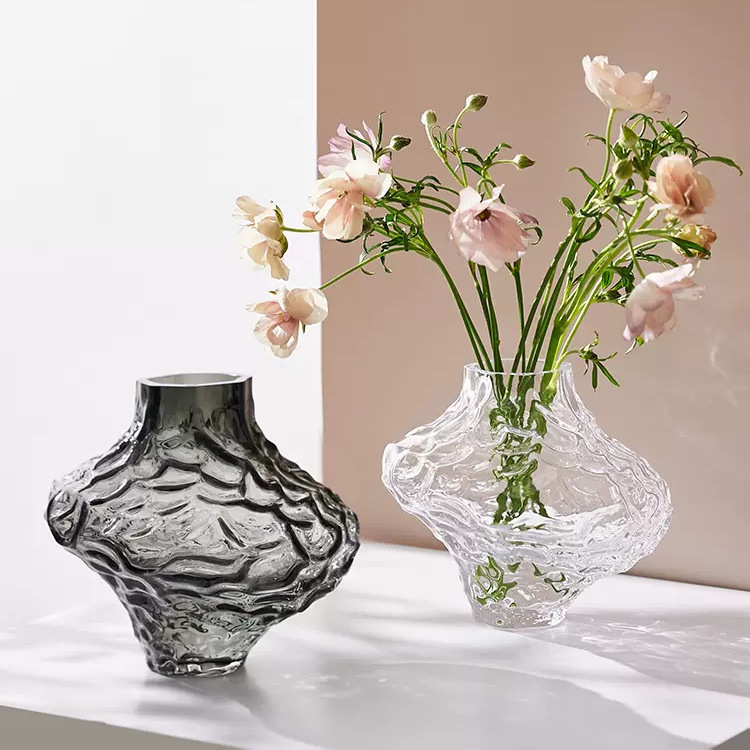 Creative Irregular Canyon Glass Vase European-Style Transparent Home Living Room Tabletop Decoration Flower Arrangement Vessel
