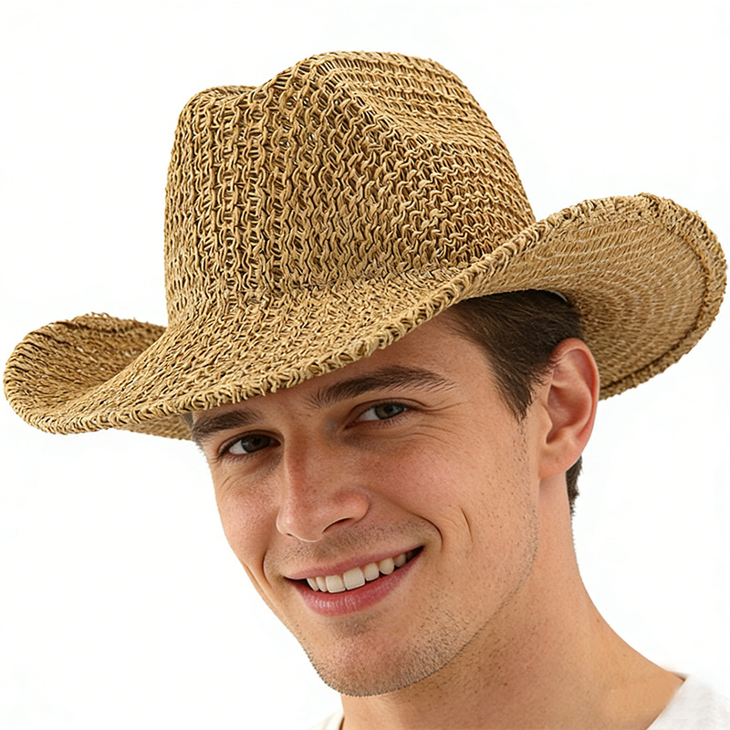 Hochwertiger Panama-Strohhut mit flacher Krempe und hohler Krempe, ideal für Frühling und Sommer, geeignet für Damen und Herren, sowie als lässiger Vintage-Strohhut._voghion.com