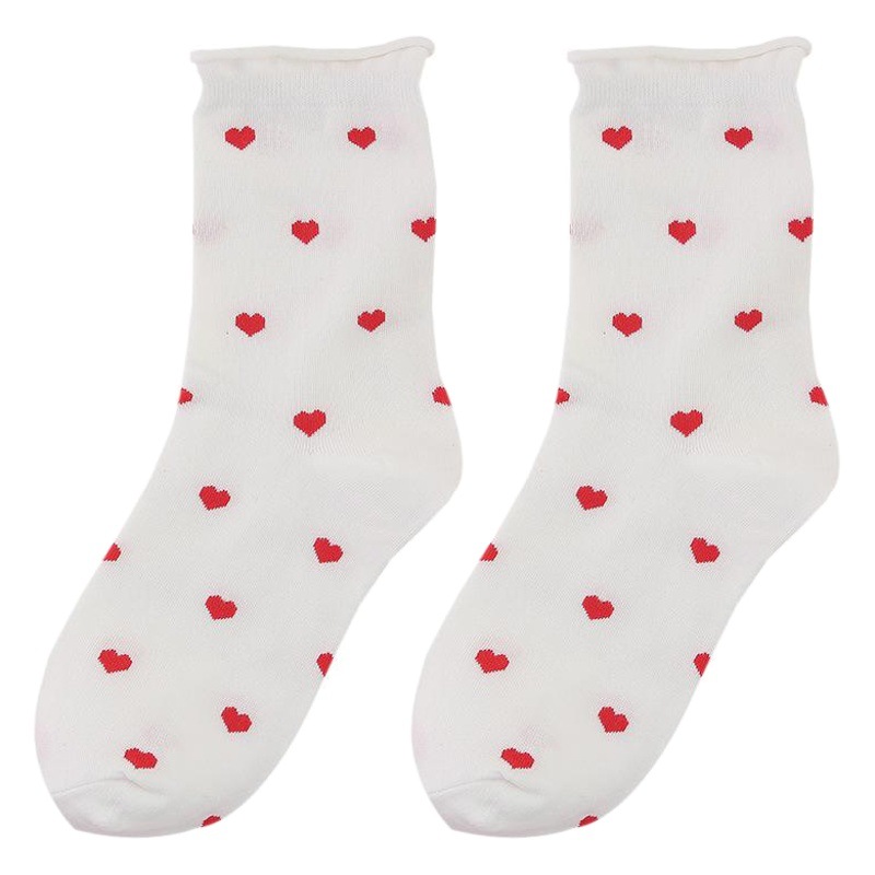 DAMEI Corea del Sur primavera y verano lindo calcetines de algodón puro amor de las mujeres pequeña flor curling media pantorrilla calcetines de moda ins calcetines japoneses