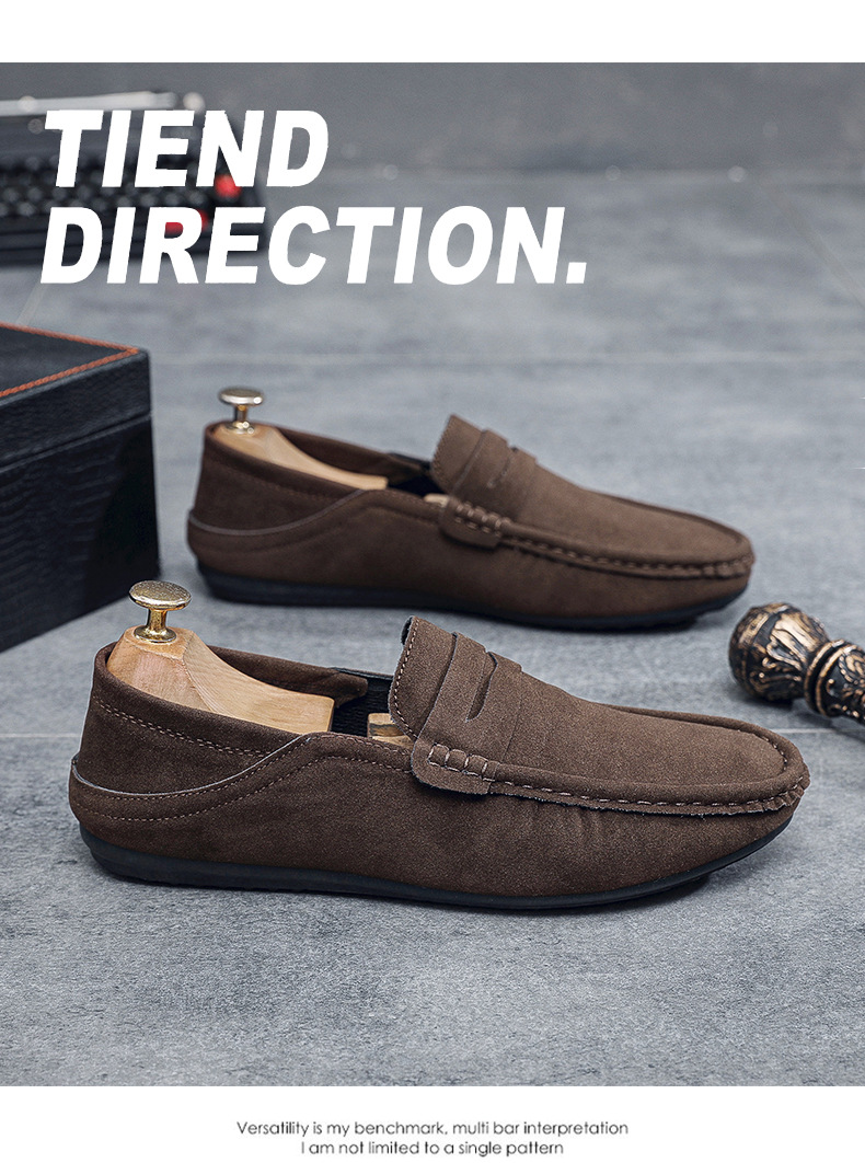 New loafers men's shoes bean shoes hair trend fashion British lazy man a slip-off half drag_voghion.com