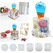 diy水晶滴胶模具 树脂灯座六边形正方体圆柱体床头灯镜面硅胶模具