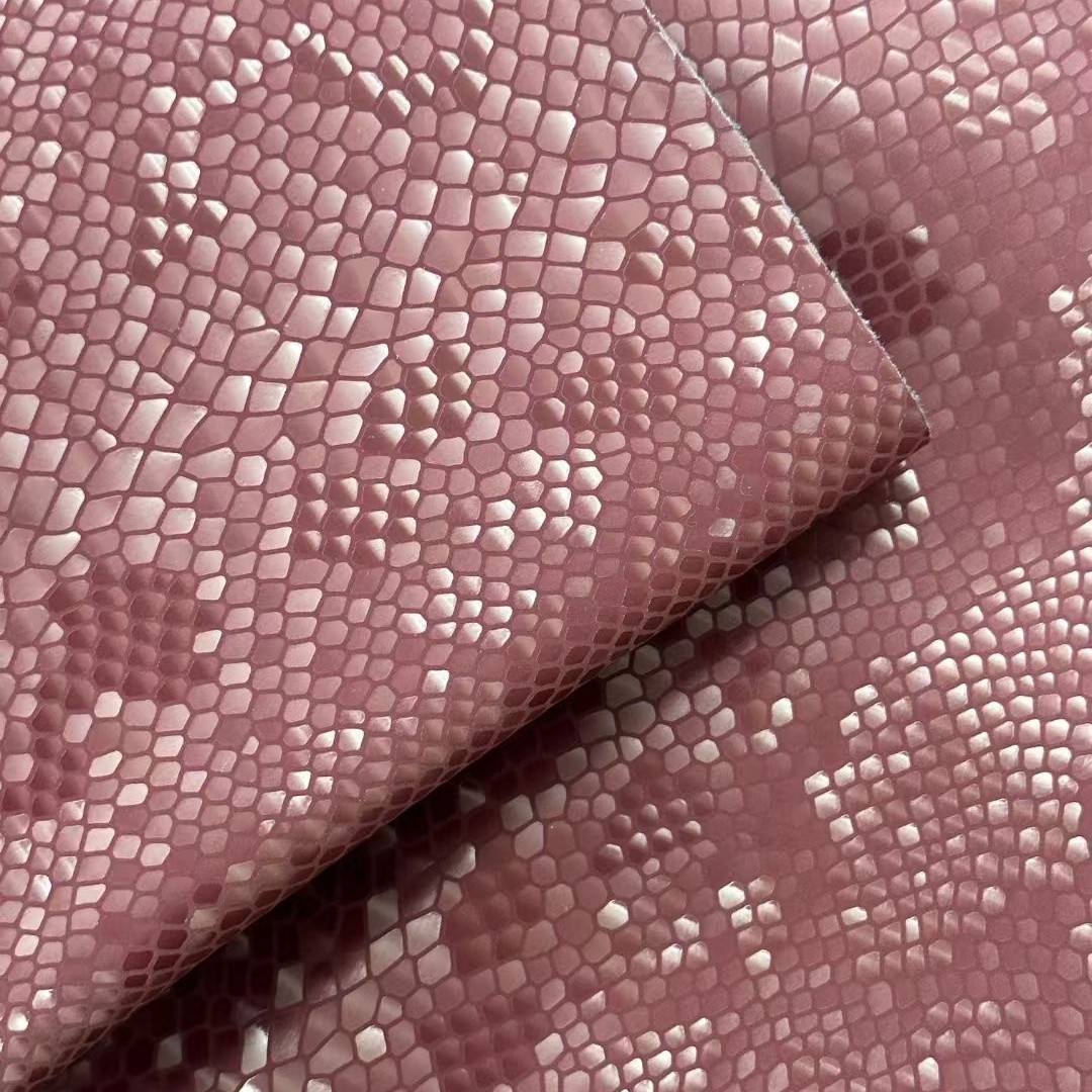 Cross-Border Wholesale 0.8mm Gemstone Pattern 3D Mercerized Pu Environmentally Friendly Python Scale Pattern Hydrolysis-Resistant Luggage Shoe Material Leather