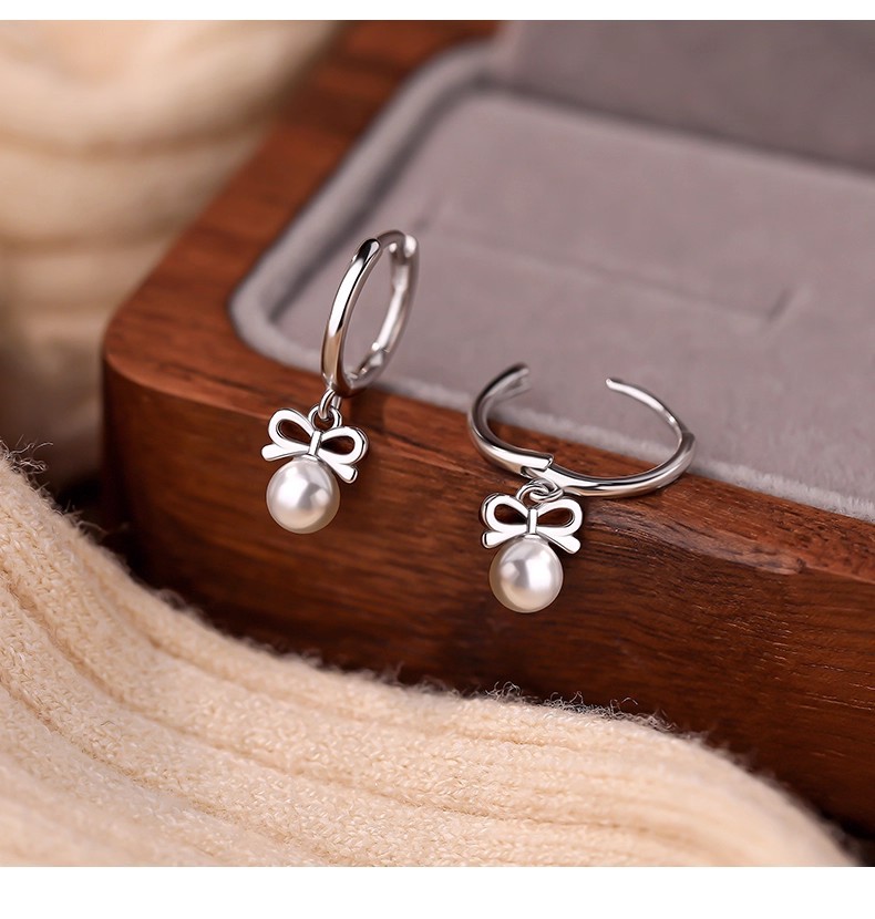 Schmetterlingsknoten Perlen Ohrstecker Damen Elegantes Design_voghion.com