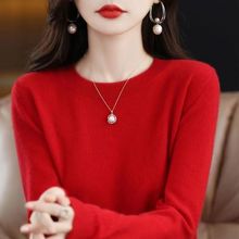 春秋冬新款针织衫大码圆领短款宽松薄款修身毛衣长袖打底衫女套头