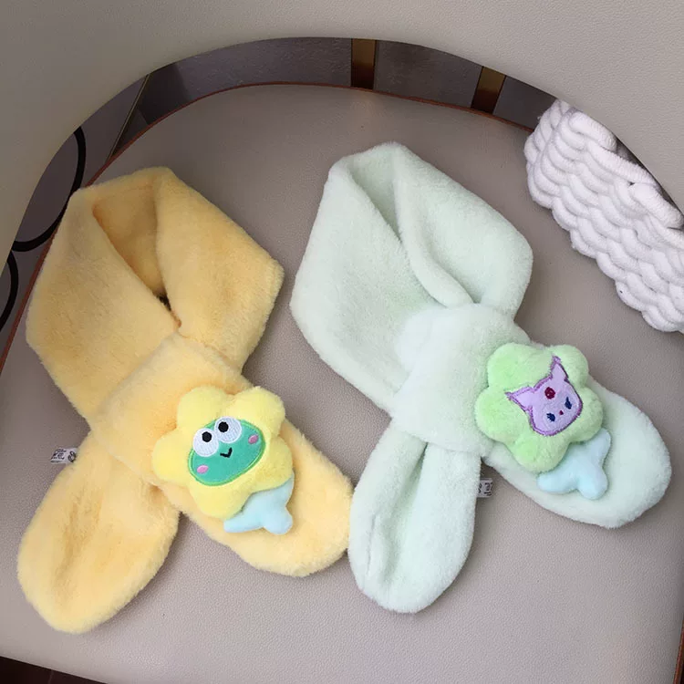 Детский демисезон утепляющий милый шарф, с рисунком цветов