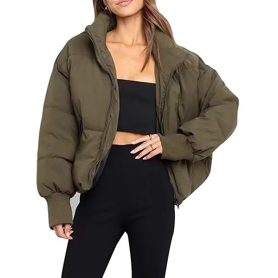 Cross-Border 2025 Women's Cotton Jacket, European and American Style, Loose Fit, Slimming, Warm, Short Puffer Jacket, Cross-Border Foreign Trade