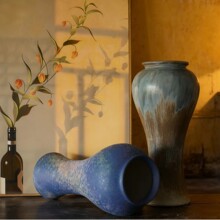 景德镇陶瓷花瓶高级感插花样板间客厅装饰品摆件纯色陶瓷花瓶摆件