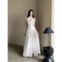 法式无袖飘带醋酸连衣裙
