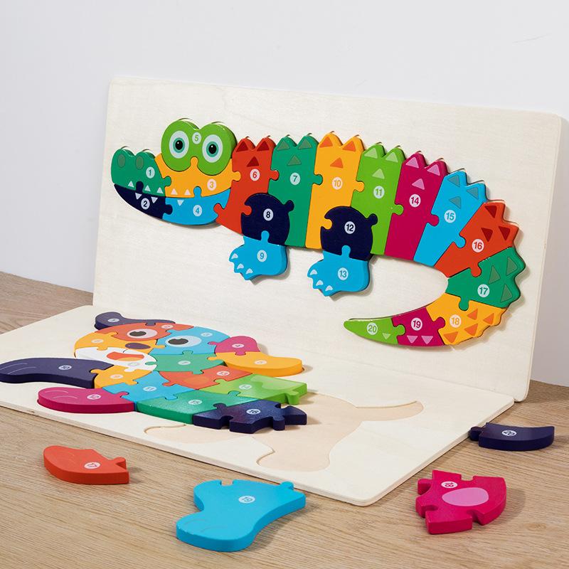 Gran tamaño de cierre puzzle de dinosaurio tridimensional puzzle cognitivo digital animal puzzle puzzle infantil puzzle puzzle