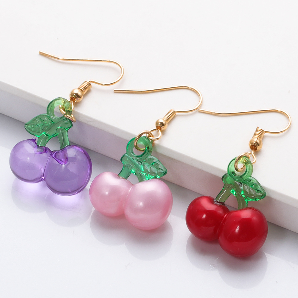 Korean Small Cherry Fruit Earrings Wholesale display picture 9