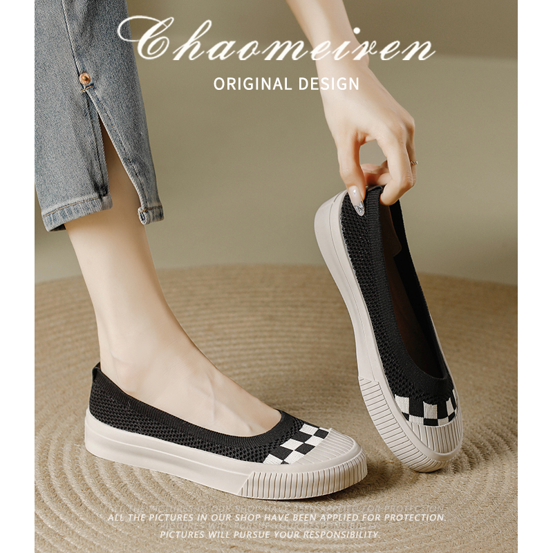 Japanese-Style Princess Shoes, Casual and Breathable, 2026 Summer New Model, Fisherman Shoes with Soft Sole, Fly-Knit Slip-On Flat Lazy Shoes