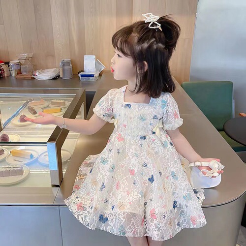 Baby Princess Dress Girls' Summer Dress 2024 New Children's Fashion Children's Skirts Summer Short Sleeve Chiffon Dress