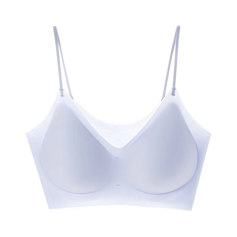 女性用下着、夏用アイスシルク薄手、通気性、シームレス、涼感、通気性、大きな胸を小さく見せるブラジャー