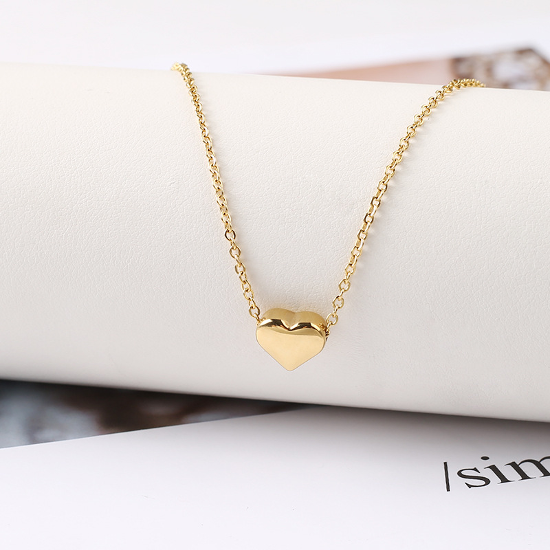 Heart Shape Pattern Wholesale Jewelry Simple Style Heart Shape Titanium Steel Plating Pendant Necklace Cable Chain