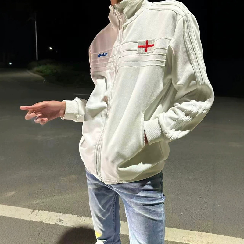 Cross-border American-style co-branded England clover embroidered jacket, casual versatile sweatshirt, collared jacket for men and women, wholesale Cross-border American-style co-branded England clover embroidered jacket, casual versatile sweatshirt, collared jacket for men and women, wholesale