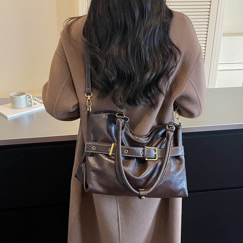 Túi tote đeo vai đeo chéo cỡ lớn phong cách tối giản, túi xách tay kẹp nách — Gạo trắng không có mặt dây chuyền, Màu cà phê Không có mặt dây chuyền, Màu nâu không có mặt dây chuyền, Đen không có mặt dây chuyền chi tiết 29