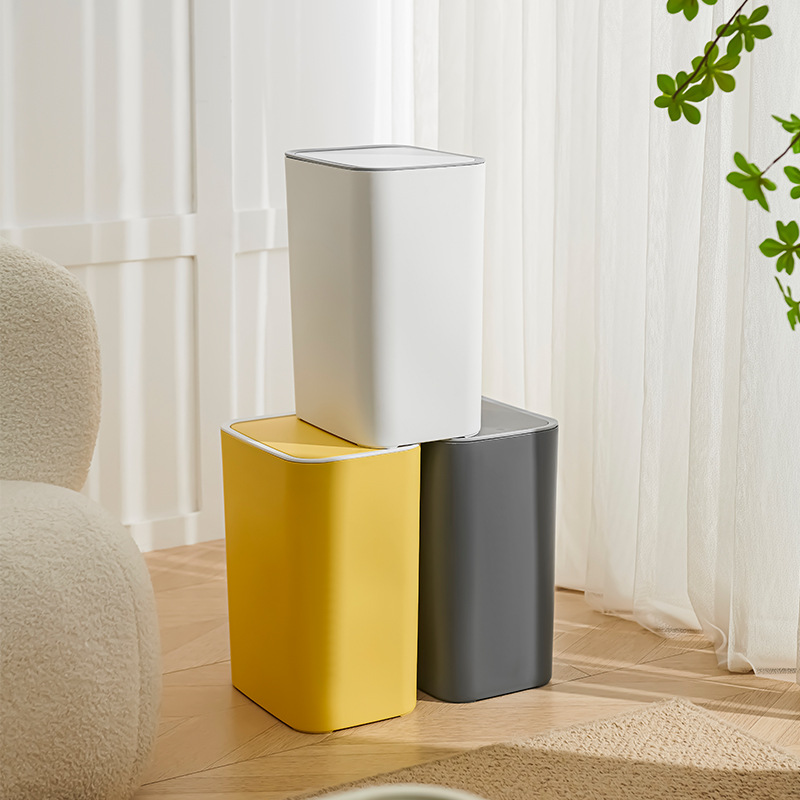 Seleccione estrictamente la basura de tipo prensado estilo japonés con cubierta de inodoro de hendidura estrecha simple casera cara basura de plástico cesta