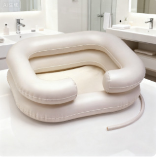 Lavabo inflable para pacientes ancianos postrados en cama, dispositivo portátil para lavar el cabello en casa, lavabo inflable plegable.