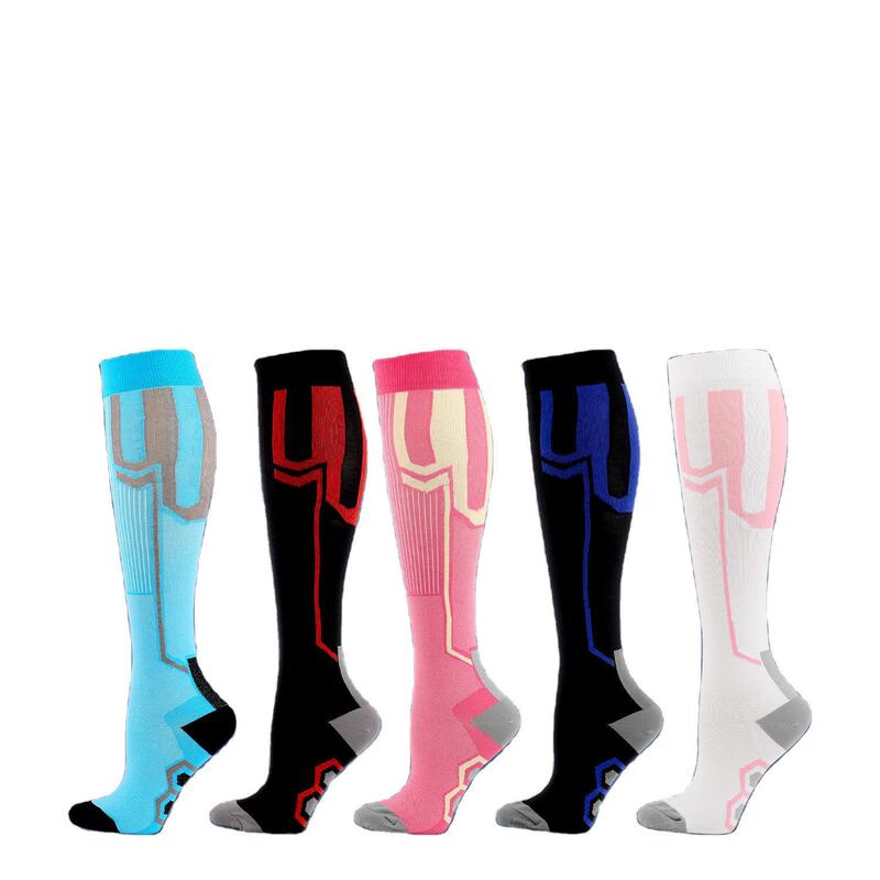 Men's and Women's Knee-High Sports Support Socks, Compression Sports Socks for Running, Cycling, Nursing, Travel, and Compression