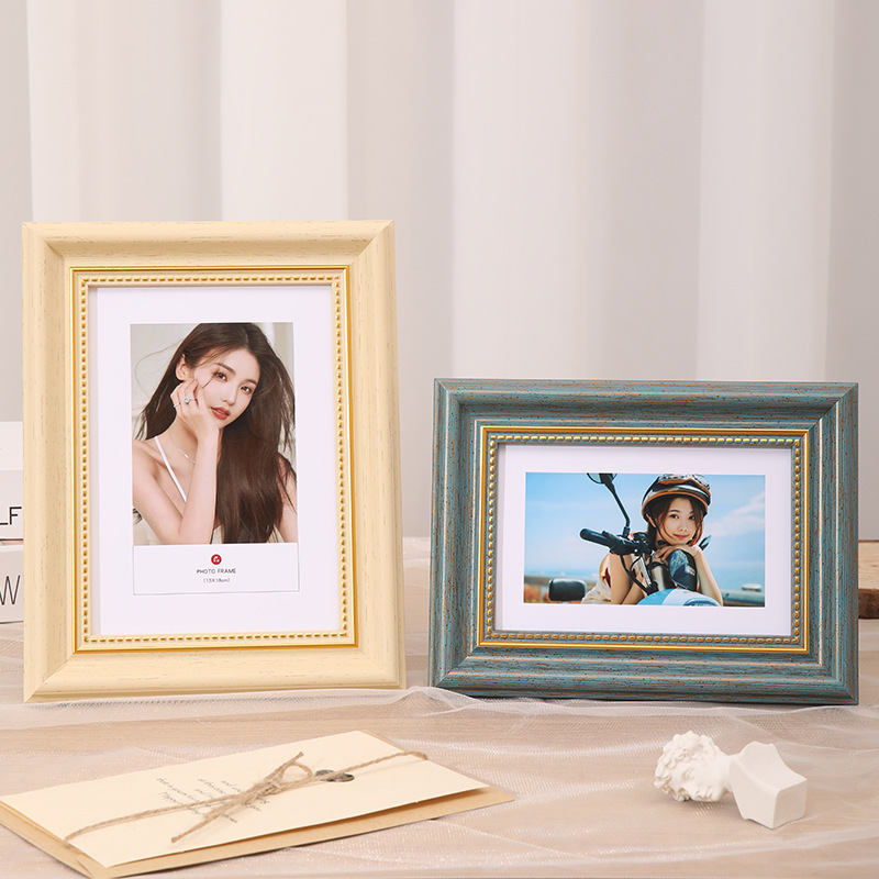 Vintage Photo Frame Display Stand 6-Inch 7inch 8inch A4 Calligraphy and Painting Decorative Large-Size Picture Frame Wall-Mounted Handmade Resin