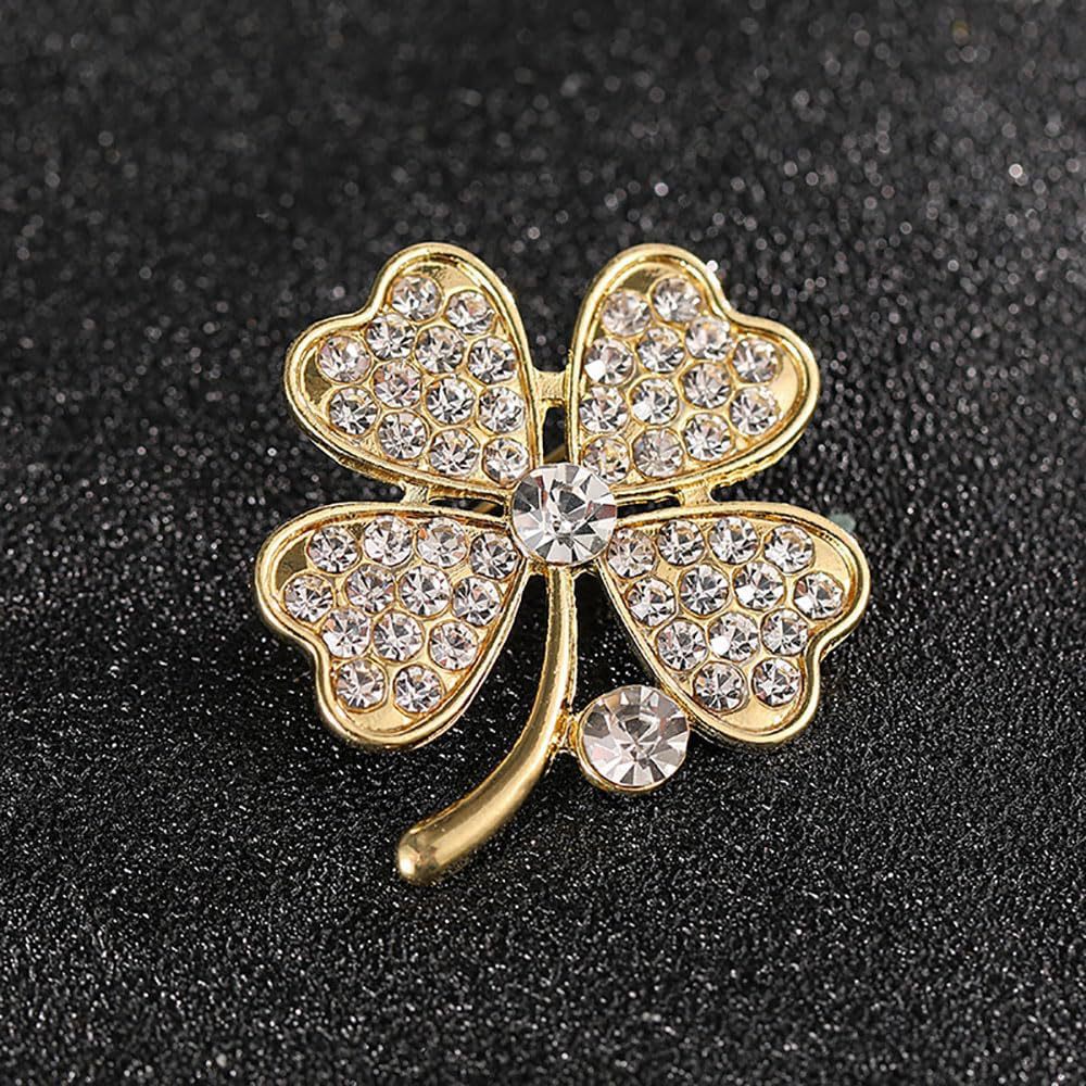특별 가격 명확한 유럽과 미국의 금속 드롭 오일 4 잎 클로버 코세이지 라인 스톤 동물 레트로 지르콘 다이아몬드 핀 브로치 액세서리
