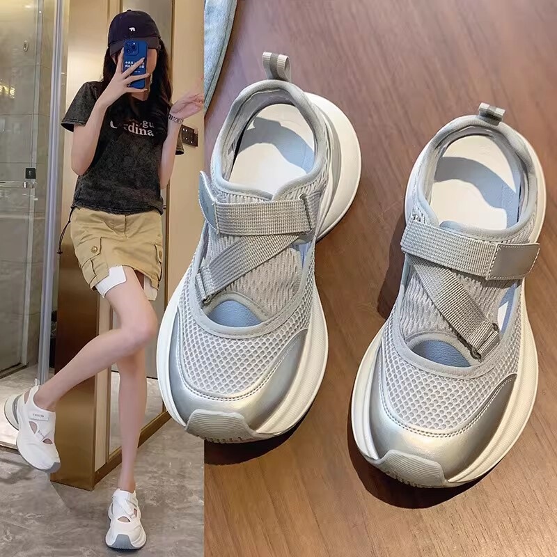 Running Sports Sandals for Women 2026 Summer New Style Thick-Soled Casual White Shoes for Women Hollow Breathable Dad Shoes Running Sports Sandals for Women 2026 Summer New Style Thick-Soled Casual White Shoes for Women Hollow Breathable Dad Shoes