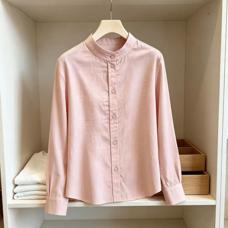 2026 Autumn New Chinese Style Chic Age-Reducing Stand Collar Long Sleeve Shirt for Women, High-End Retro Simple Blouse Top 2026 Autumn New Chinese Style Chic Age-Reducing Stand Collar Long Sleeve Shirt for Women, High-End Retro Simple Blouse Top