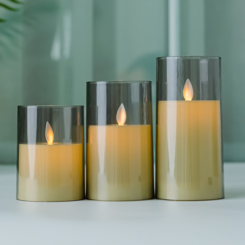 Plástico acrílico LED electrónica luz de la vela de plástico de simulación de vidrio Amazon vela caliente