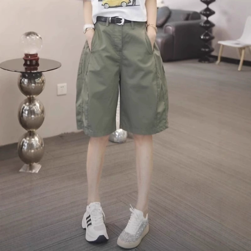 Популярные в этом году повседневные широкие брюки большого размера, универсальные женские летние модные свободные утягивающие брюки-карго больших размеров