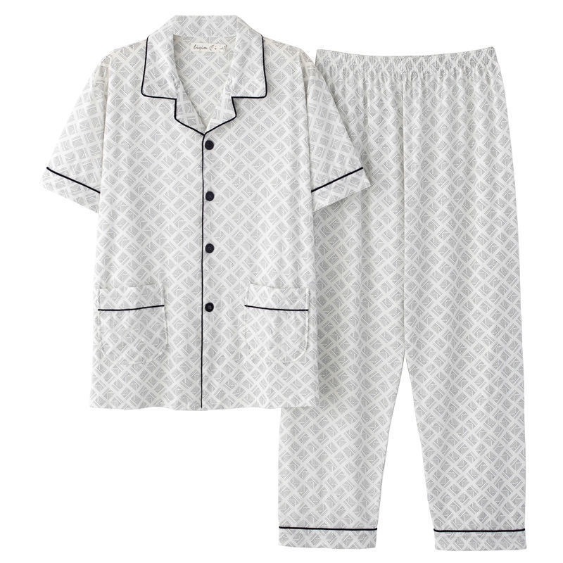 Pijamas de verano de algodón de los hombres pantalones de manga corta de algodón de los hombres de algodón delgado de verano más tamaño de media manga de los hombres homewear