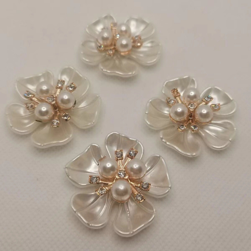 Five-petal flowers with flower centers, DIY materials, plastic flowers with flower stamens, new hair accessory components, popular decorations