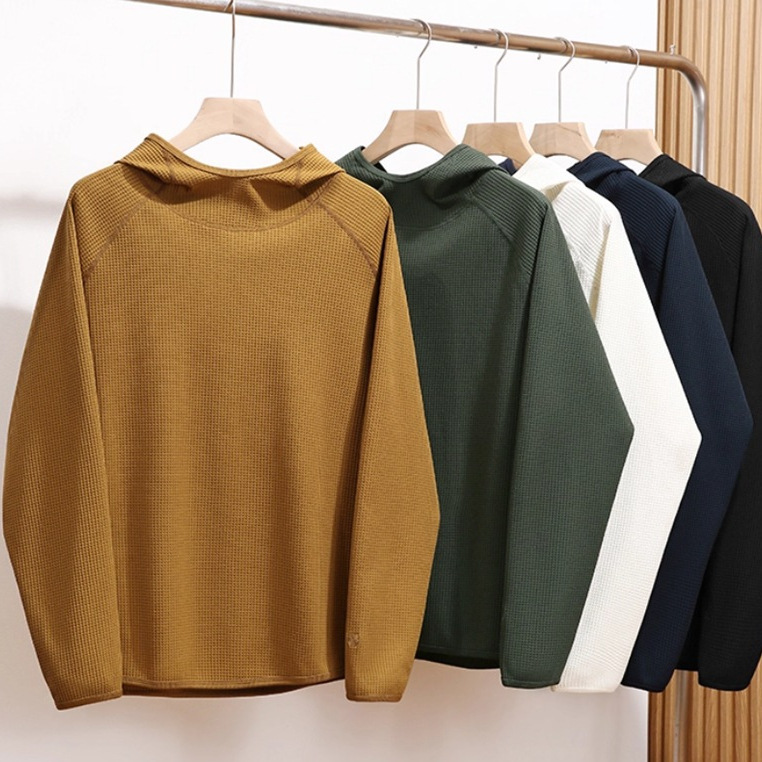 Cabinet 1190! Bl Series Tex Classy Waffle Stretch Breathable Men's Outdoor Hooded Long-Sleeved Sweatshirt