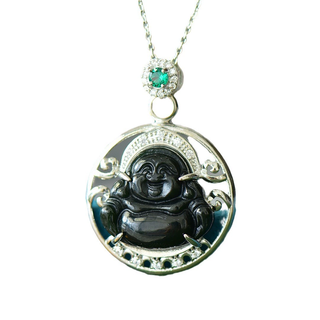 Copper organic stone inlay jade, pendant