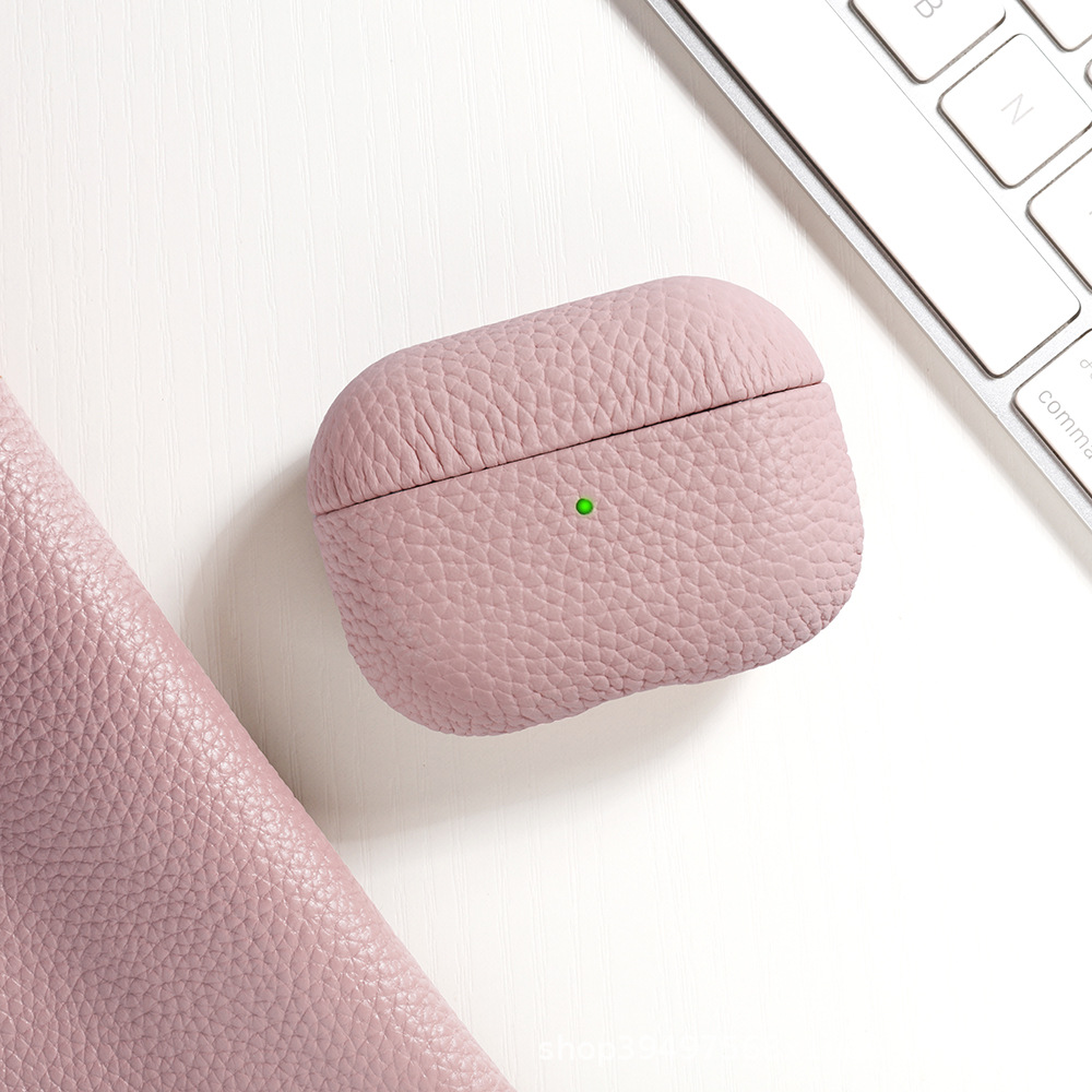 Кожаный защитный чехол Two Windows с текстурой личи для AirPods