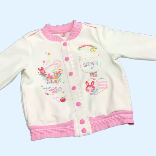 Japanese-Style Sweet and Playful Pink and White Baseball Jacket Mezzopiano Cute Rabbit Strawberry Button Cardigan Fleece-Lined Coat Japanese-Style Sweet and Playful Pink and White Baseball Jacket Mezzopiano Cute Rabbit Strawberry Button Cardigan Fleece-Lined Coat
