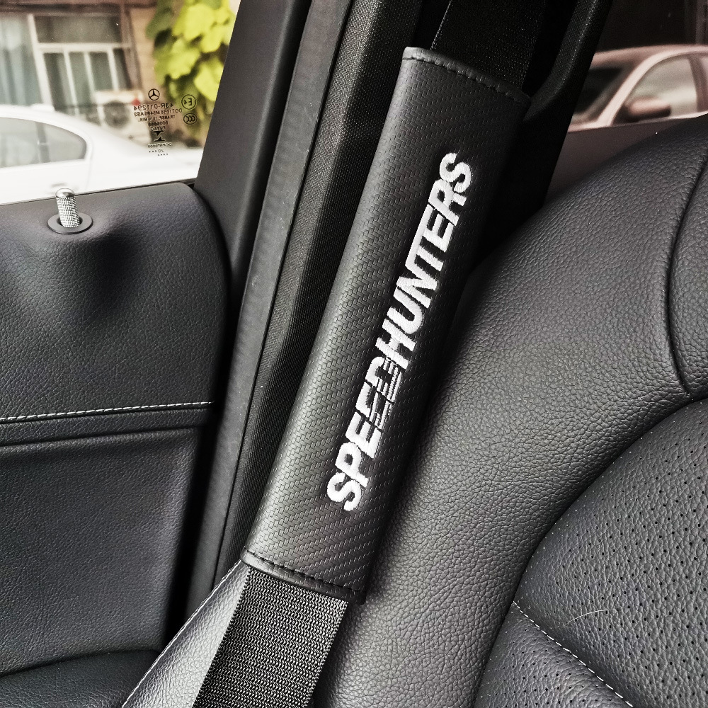 Practical Car Seat Belt Shoulder Pads Pu Leather Carbon Fiber Breathable Comfortable Seat Belt Protector Cross-Border Hot Sale