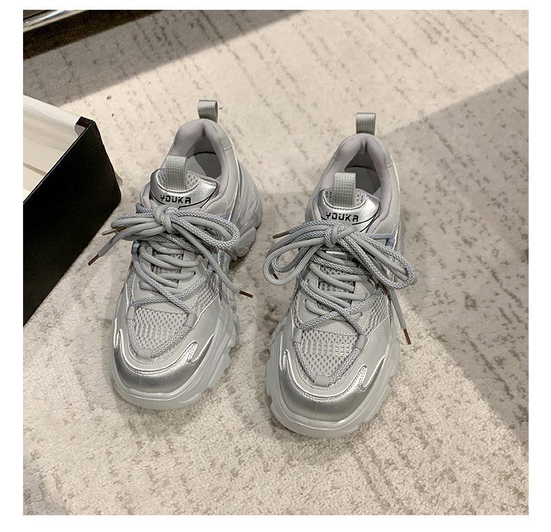 Scarpe da papà da donna 2024 nuova moda primaverile retrò piccole scarpe sportive con lacci alte con suola spessa_voghion.com