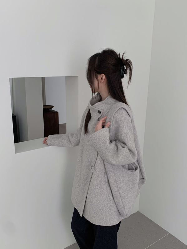 送包包韩版宽松立领双面羊毛大衣中长款加厚简约保暖秋冬羊绒外套|undefined