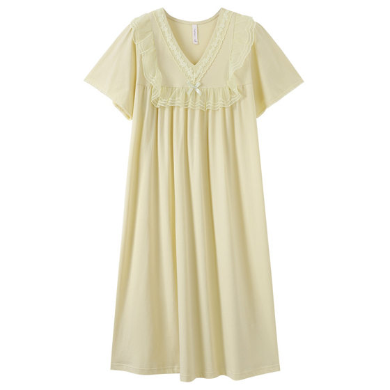 2025 New Style Nightgown Women's Summer Mid-length Pure Cotton Short-sleeved Pajamas Women's Thin Summer Home Clothes dress