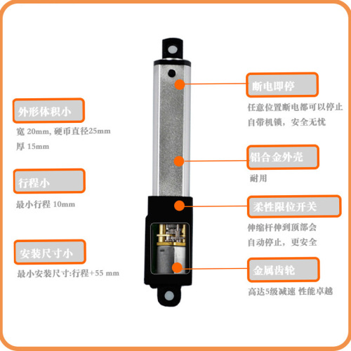 50mm travel factory direct sale dropshipping small size high thrust linear actuator DC electric push rod