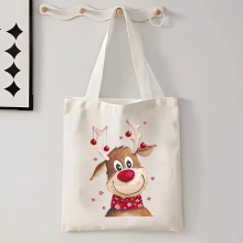 外贸跨境男女节日新年帆布包学生便携收纳手提包购物旅行单肩包