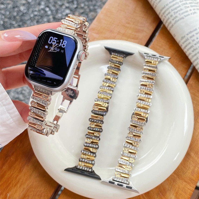 Suitable for Apple Iwatch109876Se Color Matching Bright Diamond Claw Xiaomi 89Pro Watch Strap Fit4 Huawei Gt5