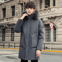 冬季羽绒服男中长款工装潮牌大毛领白鸭绒防寒服男士连帽外套男装