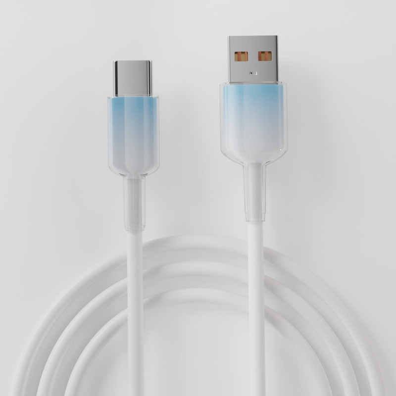 透明な氷の結晶のグラデーション 6A 高速充電データケーブル TYPE-C インターフェイス Huawei 社 Apple 携帯電話 Android 充電ケーブルに適しています|undefined