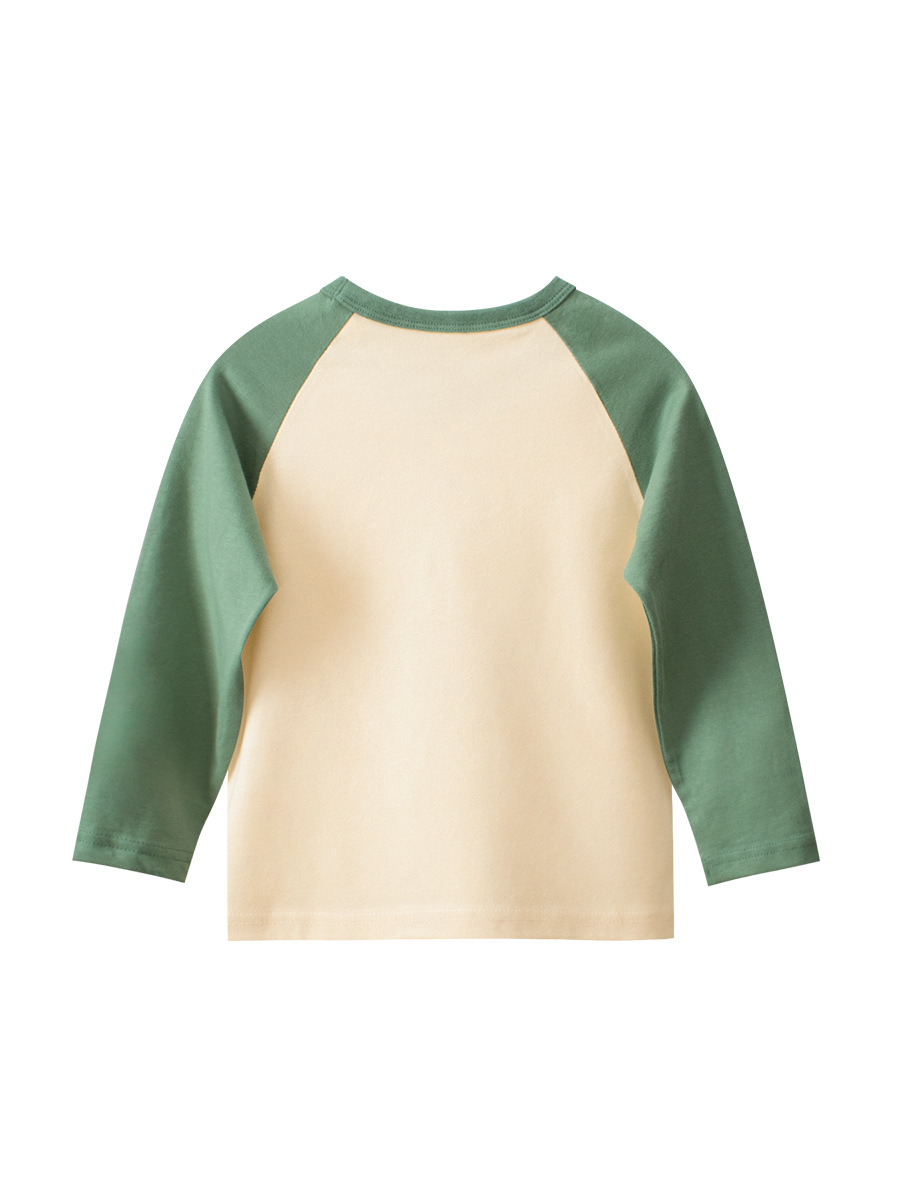 27kids ropa para niños camiseta de manga larga para niños otoño cuello redondo camisa de fondo dinosaurio dibujos animados niños ropa de bebé al por mayor image 6