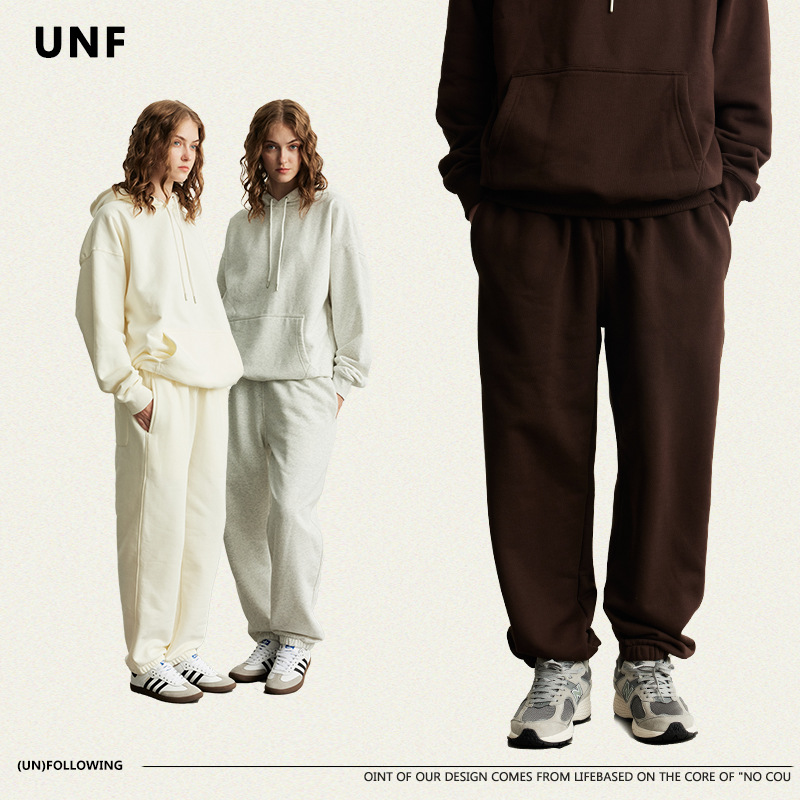 UNF 2024 otoño e invierno 380G tecnología de calidez terciopelo pesado recto holgado pantalones casuales para hombres y mujeres