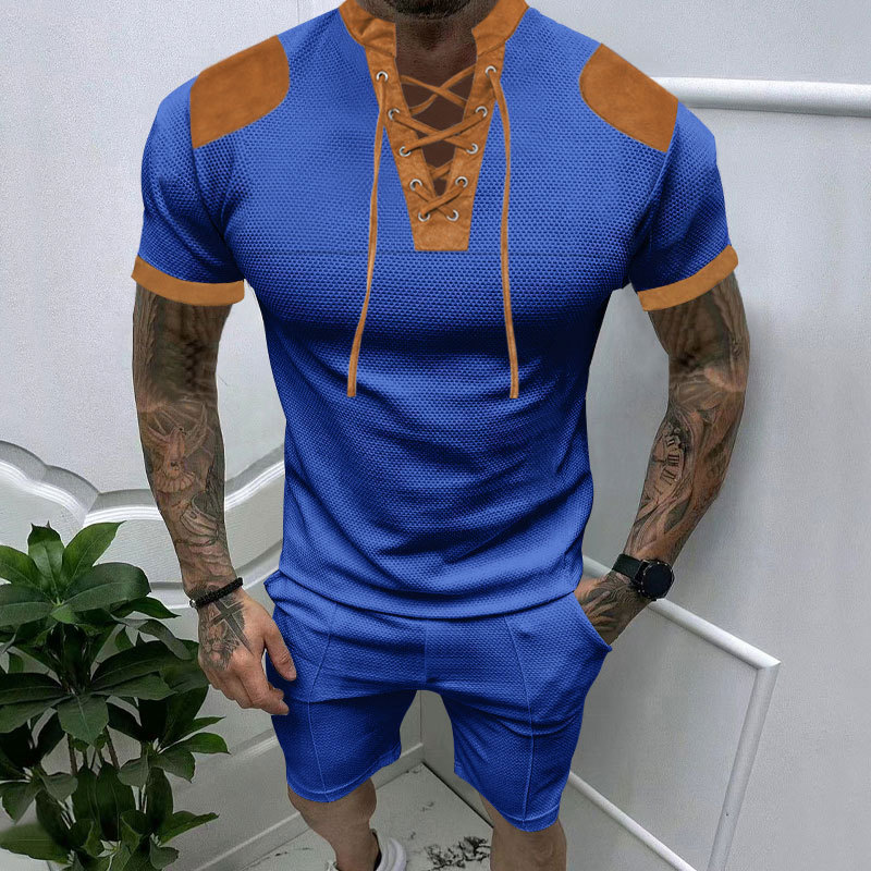 385g Weight Short Sleeve Sleeve Length Polyester Fabric Type Shorts Sets Sets Type 2 Pieces Set Quantity Casual Occasion Turndown Neckline Regular Fit Fit Type Color Block Pattern Summer Season Men's Gender Simple Style Style Men's Color Block Simple Style Turndown Short Sleeve Regular Fit Men's Sets 14
