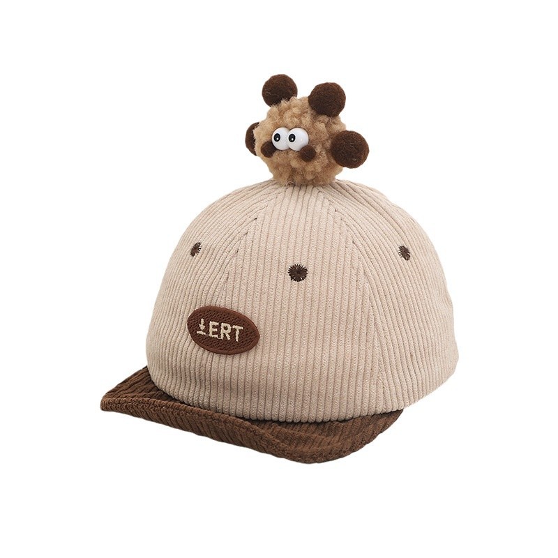 Otoño y invierno sombrero de terciopelo para bebés gorra de estilo coreano gorra de béisbol encantadora dibujos animados tridimensionales bordes suaves gorra de boca caliente